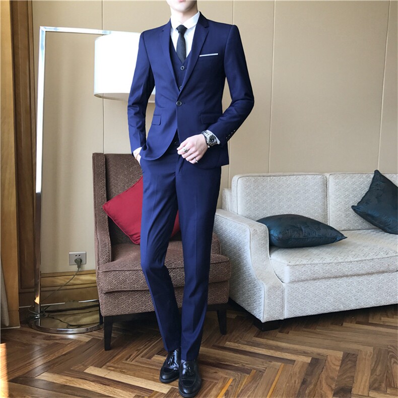 三件套西服套装男士西装商务休闲职业装上班面试修身新郎伴郎结婚,男装西服套装,星座505-2（原电商A260-1)