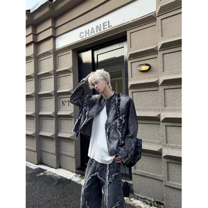 美式高街水洗做旧垫肩外套 JK095-P72 裤子给60 套装给132图片