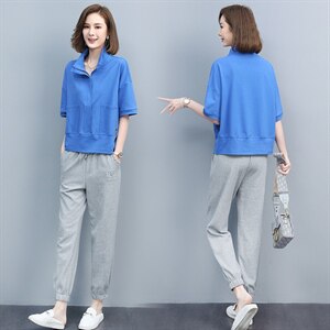 2023夏季新款简约休闲时尚立领上衣腰部个性松紧系带休闲裤两件套,女装套装/套裙,玛其路