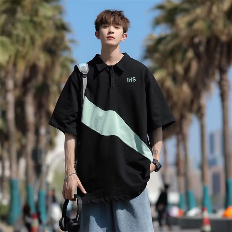 翻领短袖T恤男简约百搭休闲打底五分袖POLO衫F912P28,男装Polo衫,星座1116-2