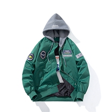 现货三色秋冬季潮牌徽章夹克棉衣棒球服欧美飞行员外套情侣装，男装棉衣，电商A105