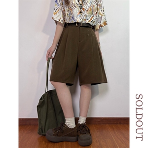 SOLDOUT原创夏季复古日系简约直筒短裤男女宽松垂感休闲五图片