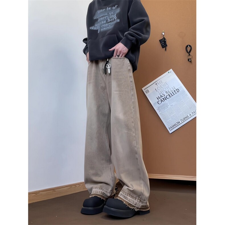 xz905-2-Z034#P65-（控98）美式高街宽松阔腿牛仔裤,男装牛仔裤,星座905
