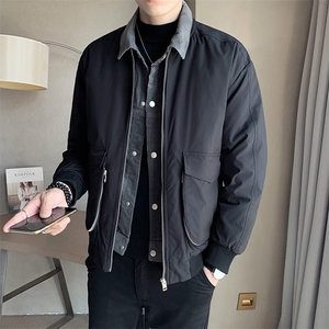 2025冬季店主风高级感假两件工装休闲宽松棉服外套男M957-P145图片