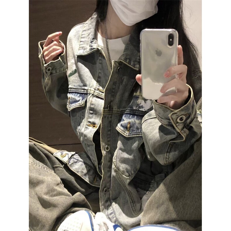 【有货】cleanfit泼墨涂鸦牛仔外套男女美式工装夹克J61HH-特P72图片