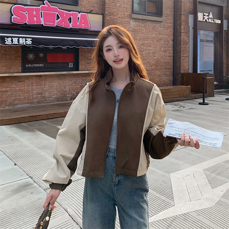 现货美拉德系设计感立领短款夹克外套2963P135K198,女装短外套,2C029