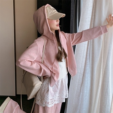 三件套粉色连帽卫衣蕾丝半裙休闲裤套装2C317A-8508-P180-K248，女装套装/套裙，2C317A