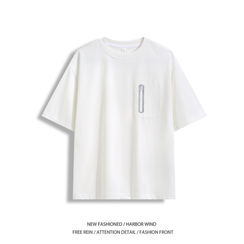 抖音品质夏季新款潮流拉链设计宽松短袖T恤B315-ST005-特p35控68图片