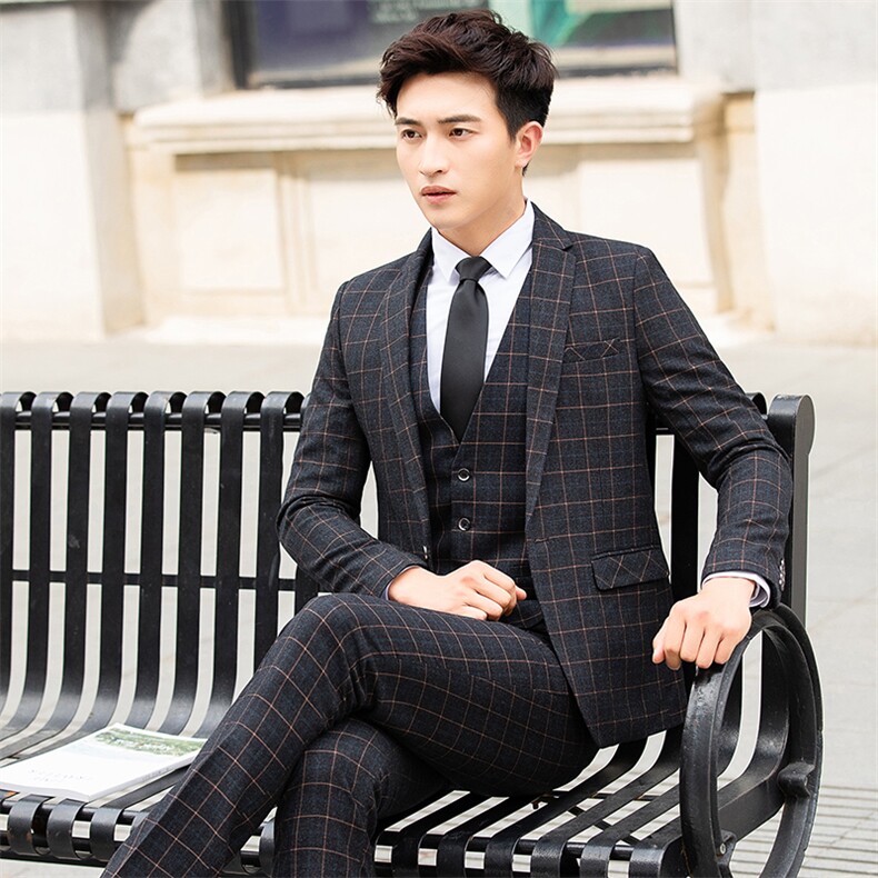 2025新款时尚休闲百搭小西装男士西服三件套装307-P200，男装西服，星座311B