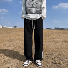条纹拼接休闲裤潮秋季男青春流行休闲裤X97P30，男装休闲裤，星座1116-2