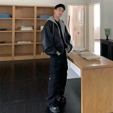 假两件外套男士春秋冬季青少年休闲男生加厚棉服工装连帽夹克，男装夹克，星座506A