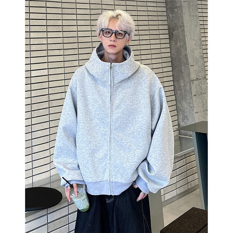 美式设计感连帽夹克男秋季高街百搭开衫卫衣潮牌纯色JK609-P78,男装夹克,电商C307