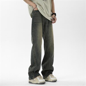 C315-G3022现货高品质高街复古重工洗水猫须马骝牛仔裤(P65限89)3，男装牛仔裤，电商C315