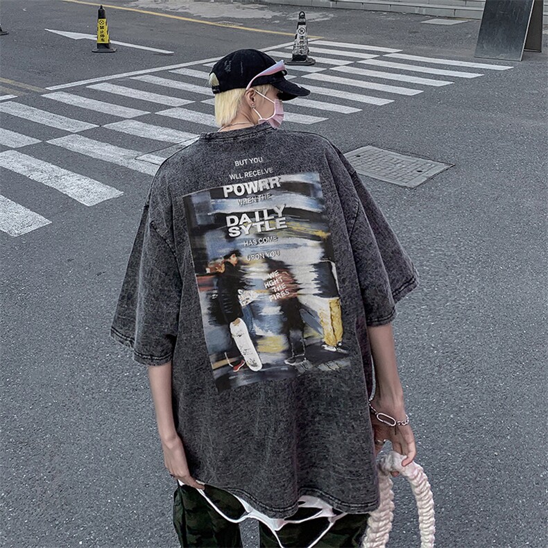 2023夏季重磅新款水洗做旧短袖301D-4-SX15-P40抖音品质！，男装T恤，电商B251A(原星座301D-4)