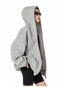 美式开衫连帽灰色卫衣男女百搭休闲美式显瘦情侣外套L88400-P57图片