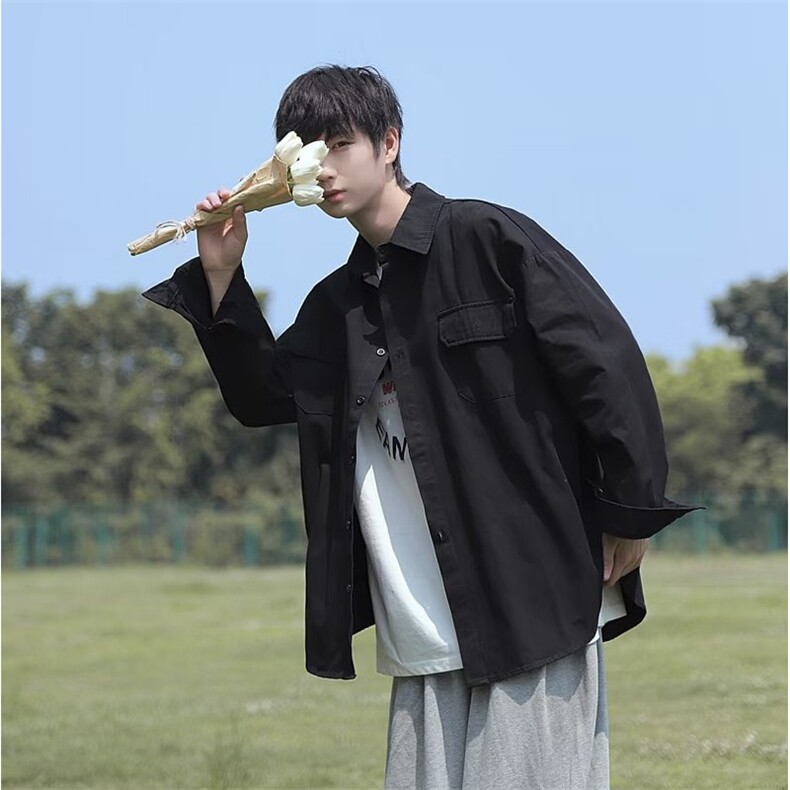 日系cityboy衬衫男春秋痞帅衬衣长袖高级感oversize休闲外套夏季图片