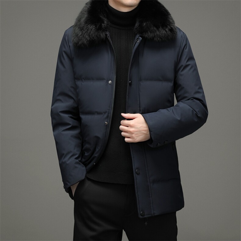 冬季中年羽绒服可脱卸毛领男中长款加厚冬装外套MYYL8903-P300图片