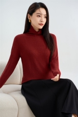 通勤简约风堆堆领百搭羊毛针织衫，女装针织衫/毛衣，东正羊绒