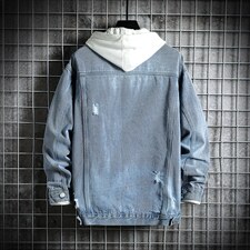 jk820-p85M-5XL网格ins牛仔夹克拉链破洞大码男日系CITYBOY，男装夹克，星座103A
