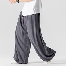 夏季新款大码日系风亚麻棉麻休闲裤直筒阔腿裤男女K303/P75，男装休闲裤，钱塘713