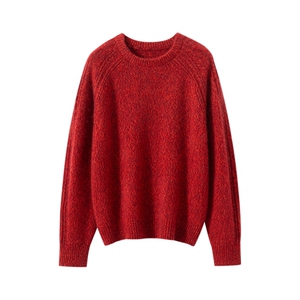 2025年秋季时尚百搭通勤简约休闲花纱圆领插肩袖，女装羊绒衫，臻维羊绒