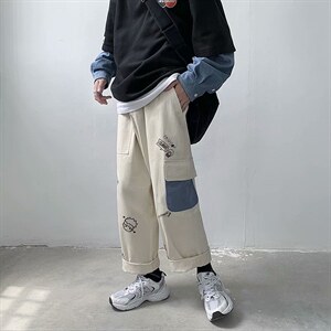 工装裤男秋季潮流休闲裤潮牌ins港风直筒宽松长裤百搭阔腿715-p30图片