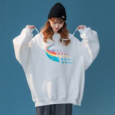 2024春季新款小众连帽卫衣彩虹星星宽松印花外套insW257P35控58，男装卫衣，A247A
