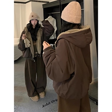 两面穿现货重磅短款座山雕棉衣男女双面穿毛毛绒棉服加厚外套，男装棉衣，电商A486-1