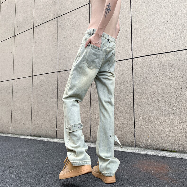 美式ins高街vibe重工艺水洗复古黄泥牛仔裤货号K2316P55,男装牛仔裤,电商A063