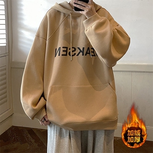 卫衣秋冬连帽加绒加厚宽松字母套头休闲大码上衣JK22301Jp75控88图片