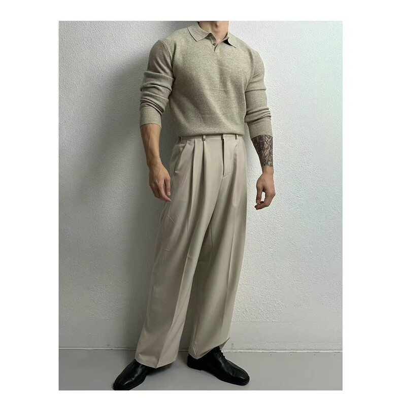 2025秋季新款男士宽松尖领纯色百搭休闲长袖衬衫衬衣潮,男装衬衫,星座506A
