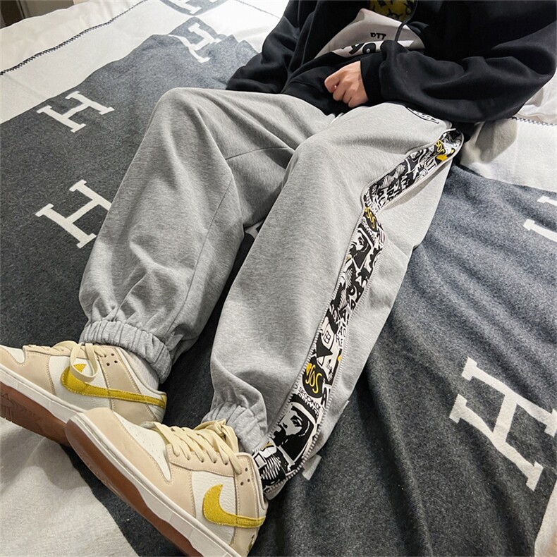 特P35控68休闲裤男港风秋季大码宽松束脚拉链复古卫裤-K213,男装休闲裤,电商B370