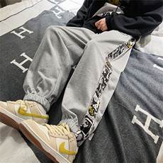 特P35控68休闲裤男港风秋季大码宽松束脚拉链复古卫裤-K213，男装休闲裤，电商B370