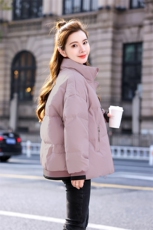 时尚百搭冬季新款女装棉衣简约立领纯色宽松外套保暖舒适显瘦棉服，女装棉衣/棉服，深妍伊美