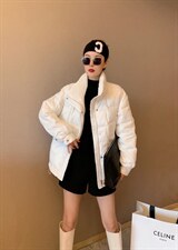 衣,时尚小清新,这件是两款面料拼接的大，，女装棉衣/棉服，时尚靓姿