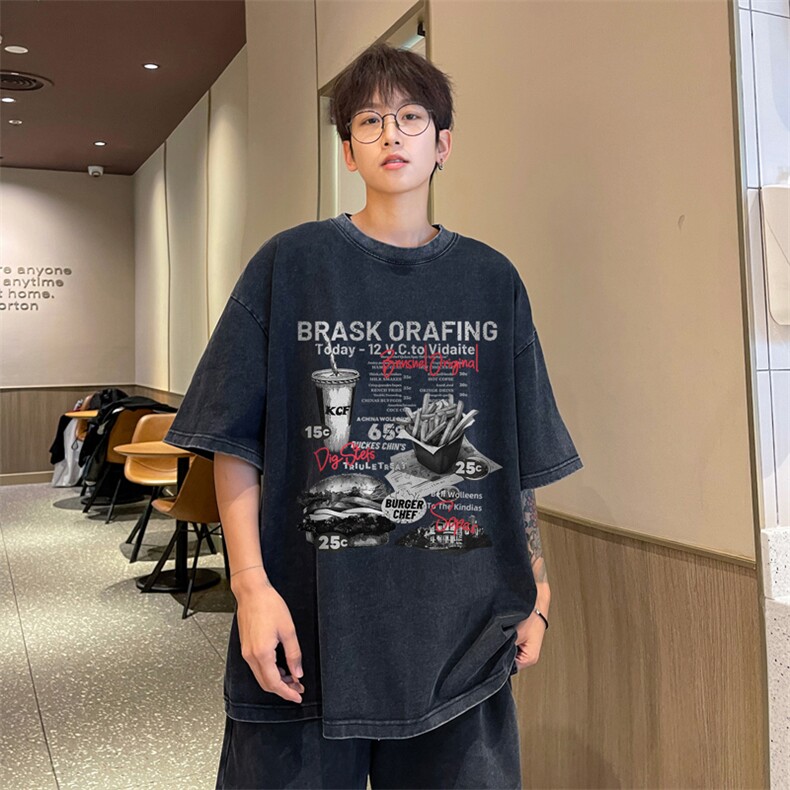 直播品质240克重磅水洗做旧短袖t恤男女SDX235-特P25控48,男装T恤,电商B367