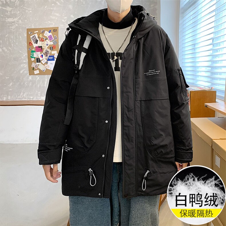 痞帅外套男大码拼接设计中长款工装羽绒服MY6127P388限438，男装羽绒服，电商A089-1