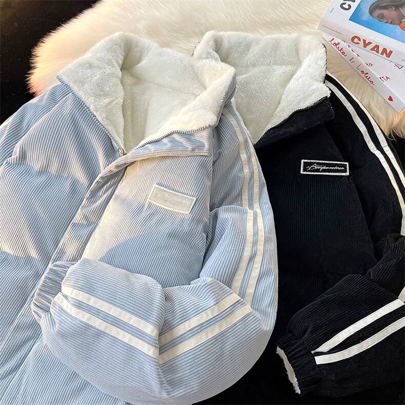 2025新款两面穿加厚棉服冬季灯芯绒情侣立领棉衣CM98852-P90特，男装棉衣，星座815A