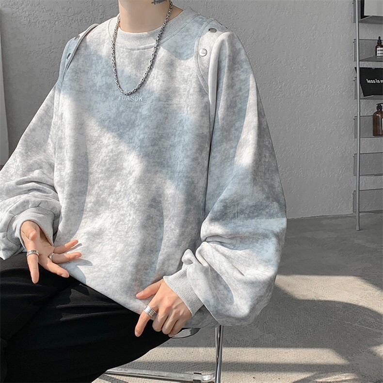 大货已到仓WY5521-P50特无差价控88大码扎染印花美式套头卫衣,男装卫衣,电商D232