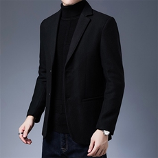 CKM905钱塘2020-2中年男士商务休闲简约冬季厚款百搭西服P122，男装毛呢大衣，钱塘207-2