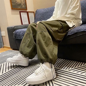 hiphop工装裤男春秋季美式高街潮牌宽松束脚裤子青少年痞帅休闲裤图片