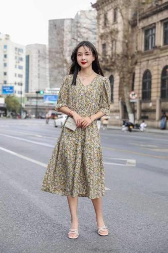 2021夏装新款雪纺连衣裙上新,女装连衣裙,萱萱家