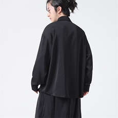 C8606P65无影墻冰丝新中式风暗黑风唐装汉服盘扣衬衫情侣，男装衬衫，电商A026