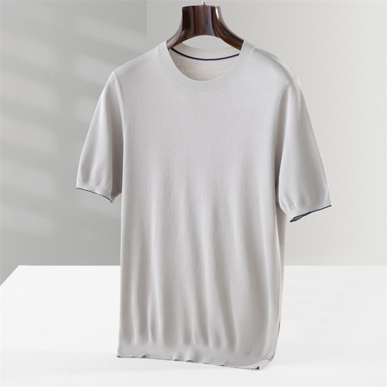 男康赛妮四平18针圆领短袖，男装T恤，晨晟羊绒