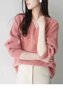 宽松慵懒风针织衫女秋冬季软糯内搭打底衫毛衣潮图片