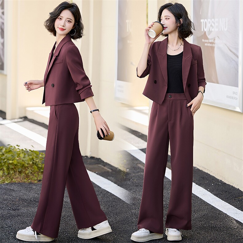 红老钱风西装套装女2024秋季新款休闲气质小西服裤子两件套,女装套装/套裙,罗腾