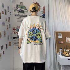 2021港风圆领青春休闲大码运动日系原宿潮流男士短袖宽松7800F35，男装T恤，星座227-7