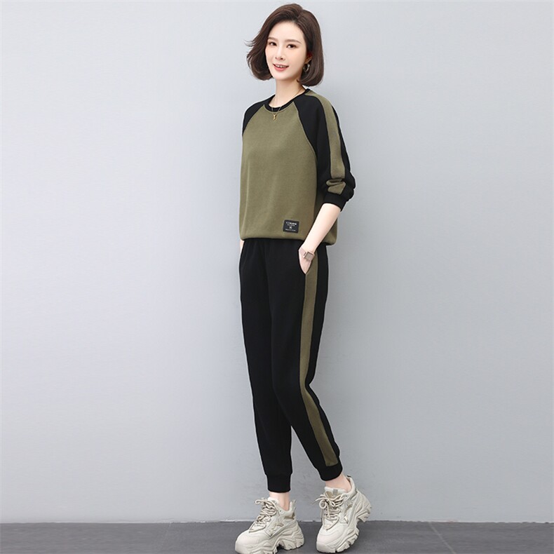 卫衣运动套装女2025春秋新款时尚休闲中年妈妈大码洋气卫裤两件套,女装套装/套裙,忆绮罗