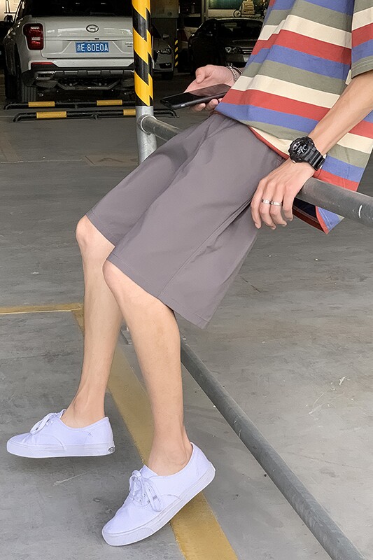 910A-D港风夏装纯色简约小清新情侣休闲短裤男潮,男装休闲裤,星座910A