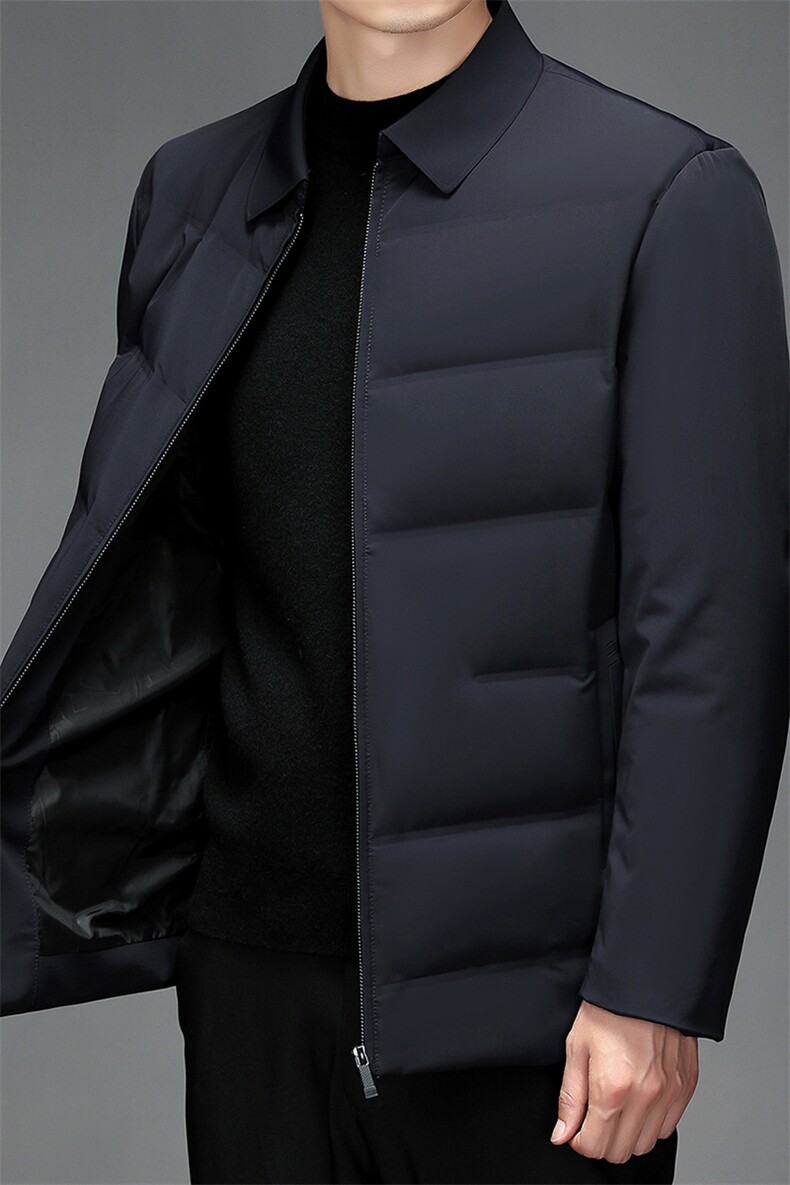 21冬季新款翻领纯色羽绒服中年男士休闲百搭时尚外套SJ6606-P240,男装羽绒服,电商B212（原钱塘6029）